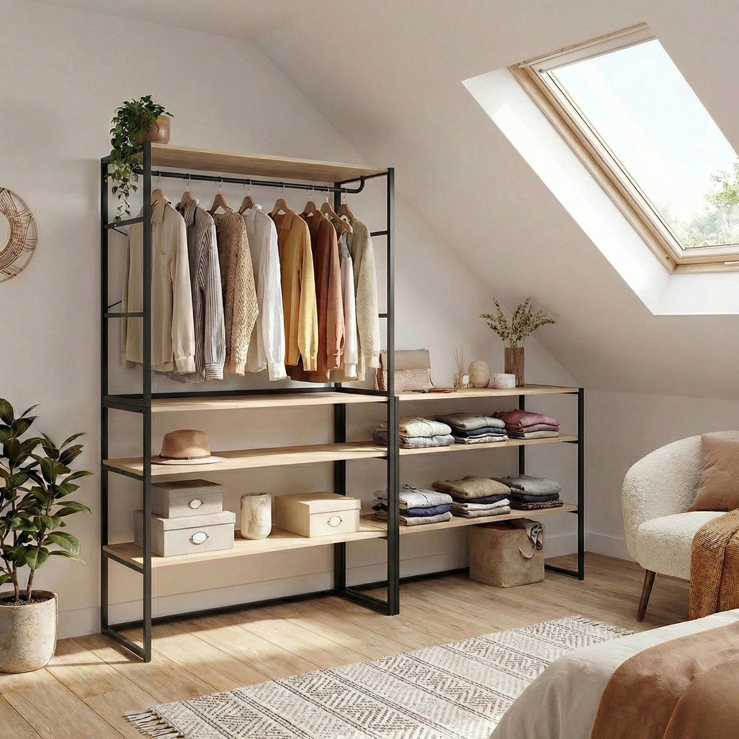 Lot de 3 portants vêtements sous combles modulables 300x85cm
