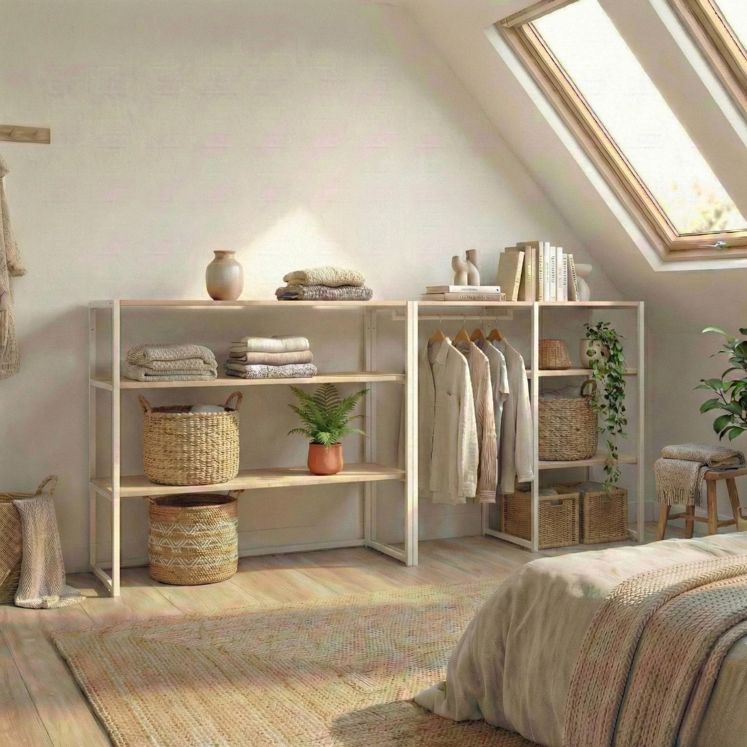 Lot de 2 portants vêtements sous combles modulables 200x85cm