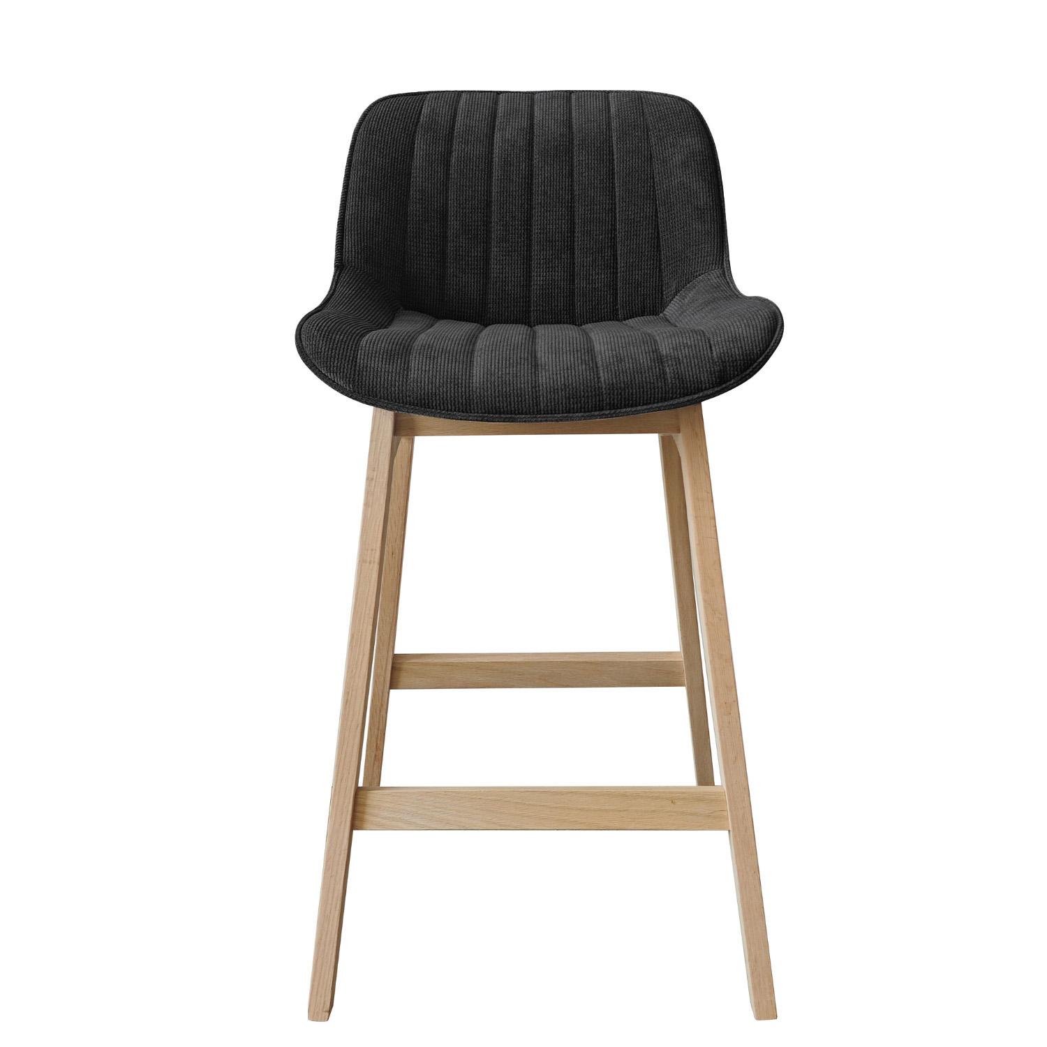 Lot de chaises d'îlot et bar en chêne et assise tissu velours côtelé H65cm