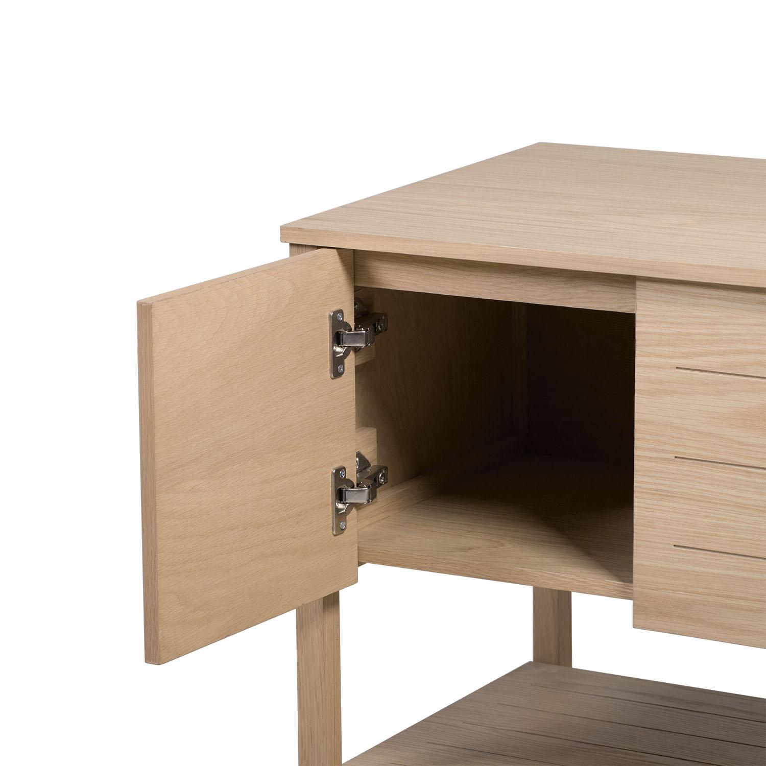 Ensemble salle de bain complet 70cm chêne naturel avec vasque ronde, robinet et miroir ATOLL