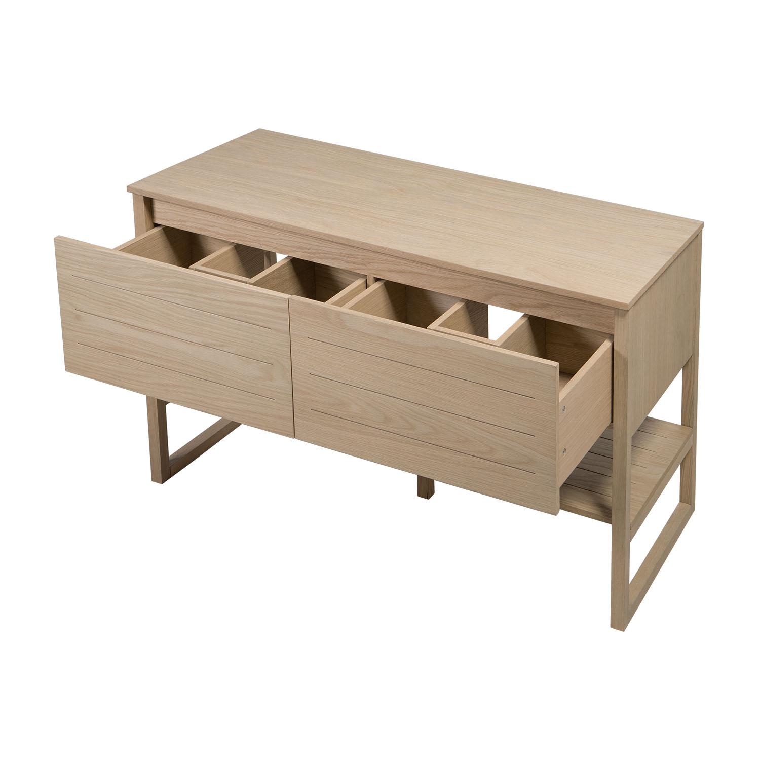 Ensemble meuble double vasque 120cm chêne naturel avec vasques rondes blanches ATOLL