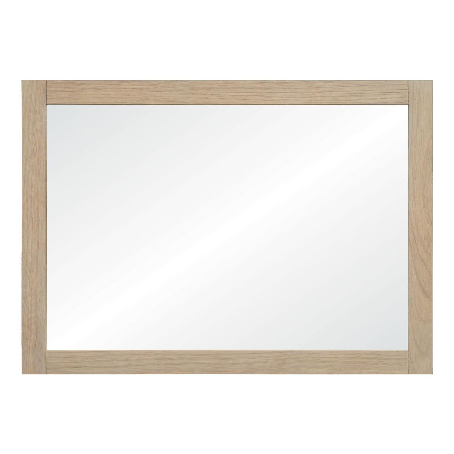 Ensemble salle de bain 70cm chêne naturel avec colonne, vasque carrée, miroir et robinet ATOLL