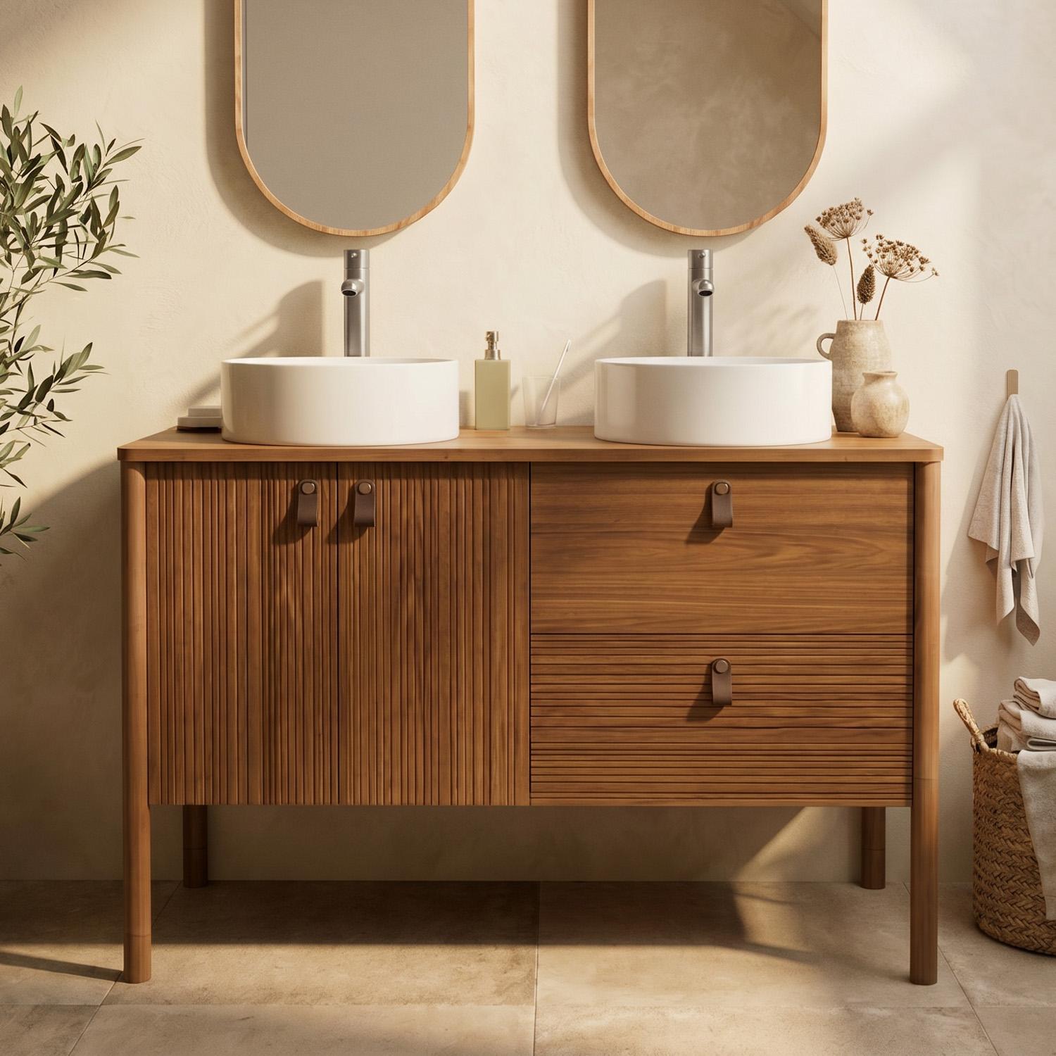 Ensemble meuble double vasque 120 cm + vasques DIEGO + robinets TAP