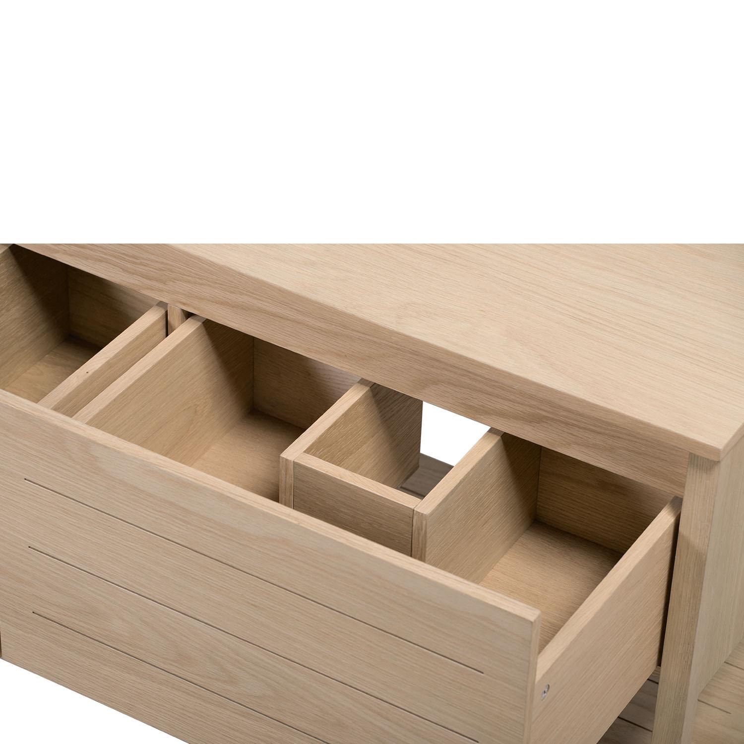 Ensemble salle de bain 120cm double vasque chêne naturel avec colonne, vasques carrées, miroirs et robinets