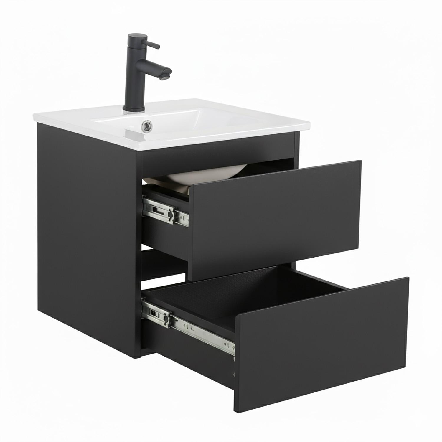 Meuble simple vasque suspendu 45cm - avec plan vasque céramique