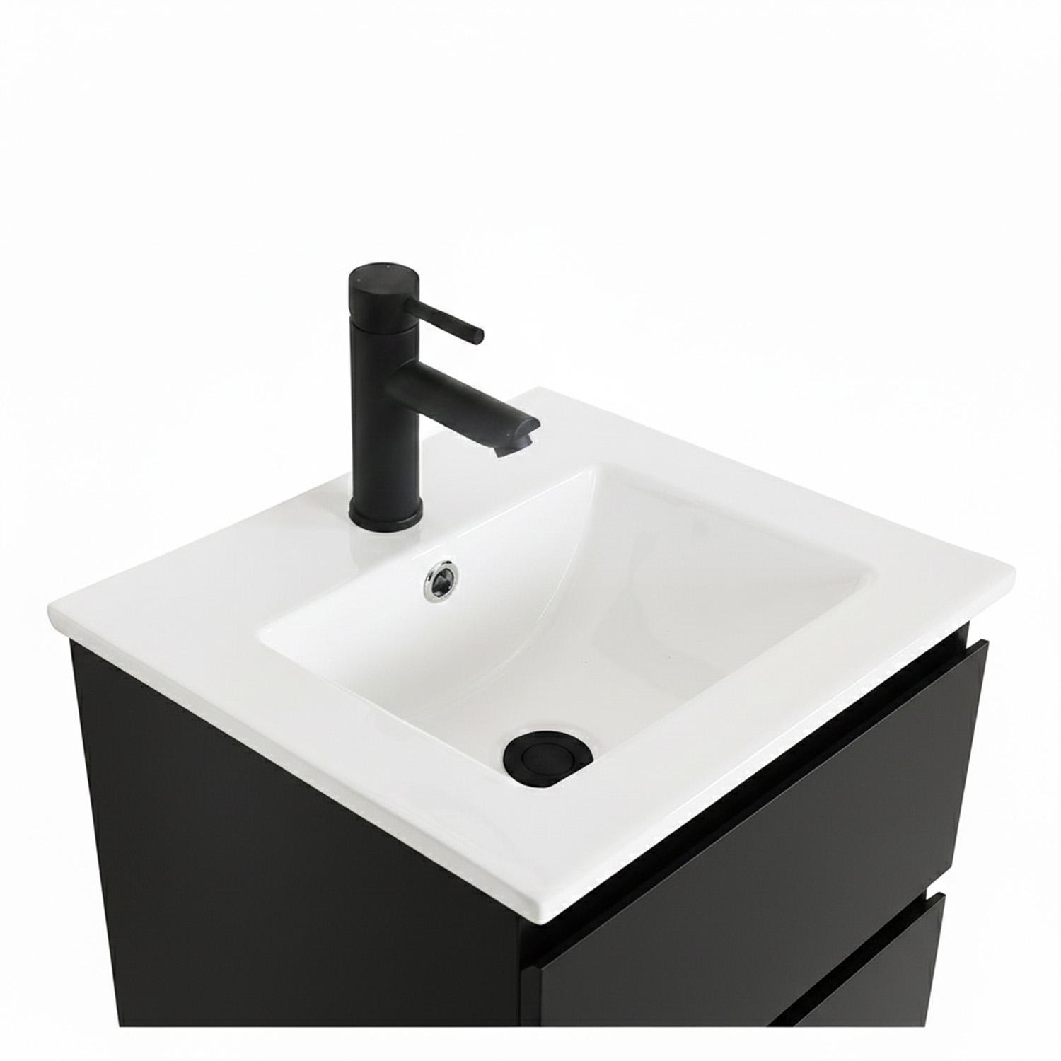 Meuble simple vasque suspendu 45cm - avec plan vasque céramique