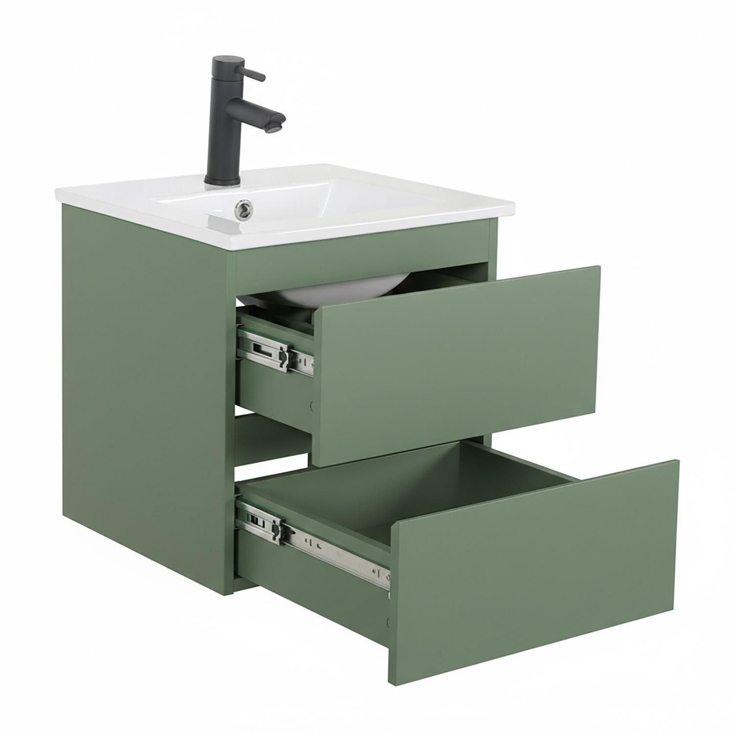 Meuble simple vasque suspendu 45cm - avec plan vasque céramique