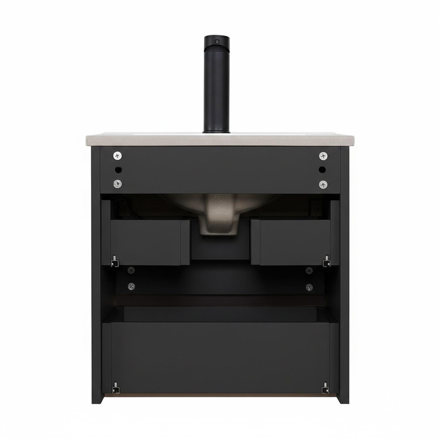Ensemble meuble simple vasque 45cm avec plan céramique et robinet chromé