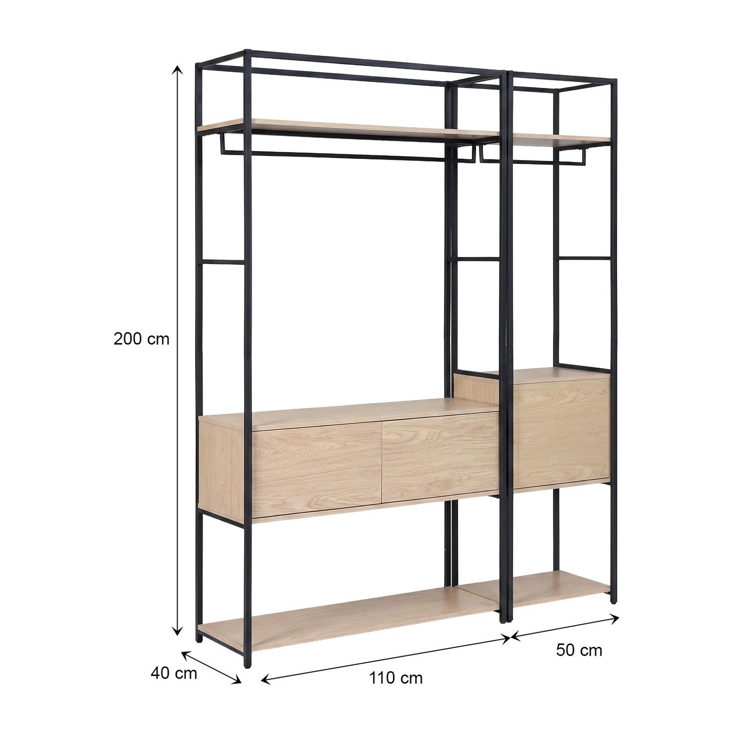 Lot de 2 portants vêtements en bois et métal 160x200cm - rangements fermés