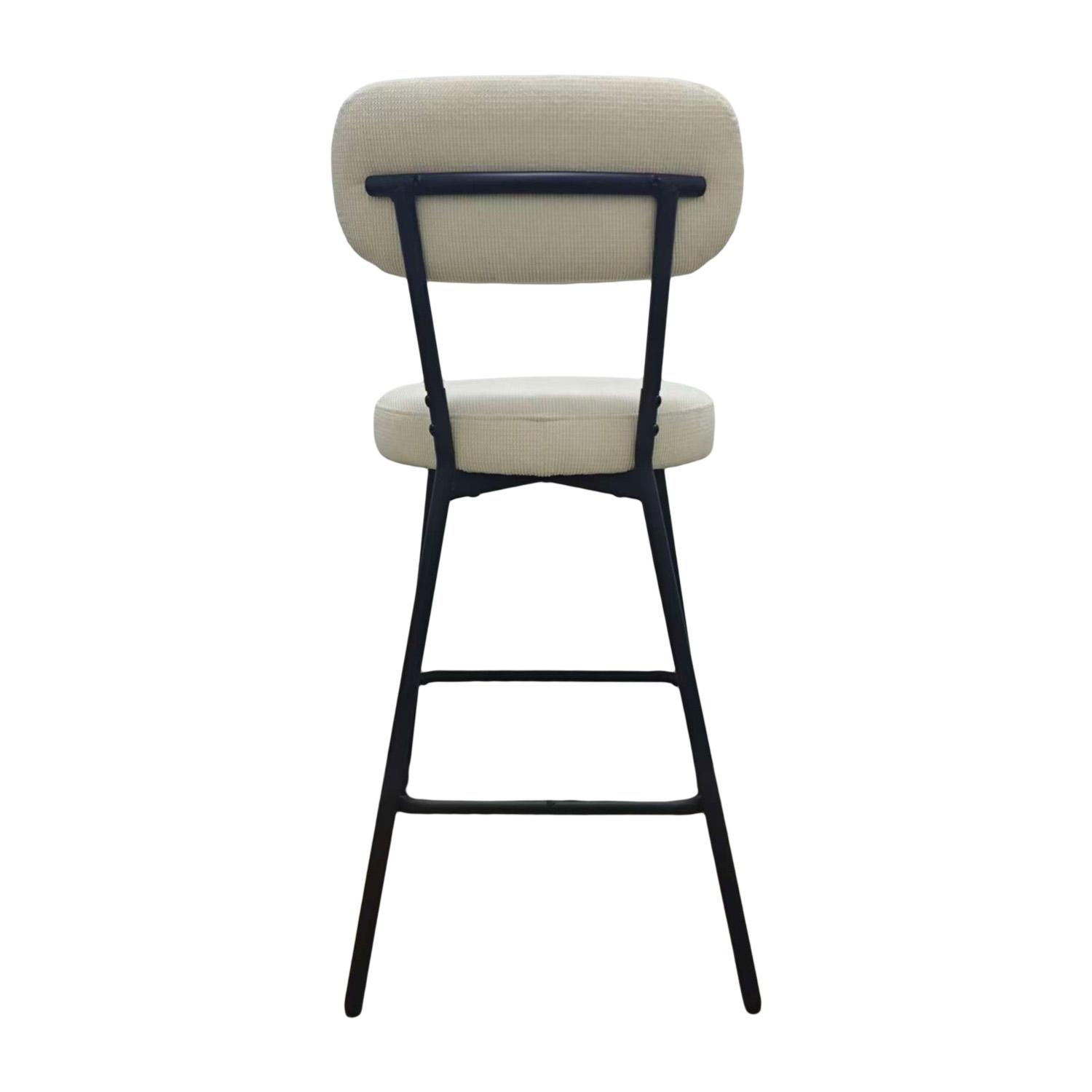 Lot de chaises d'îlot et bar en métal et assise en tissu velours côtelé H65cm