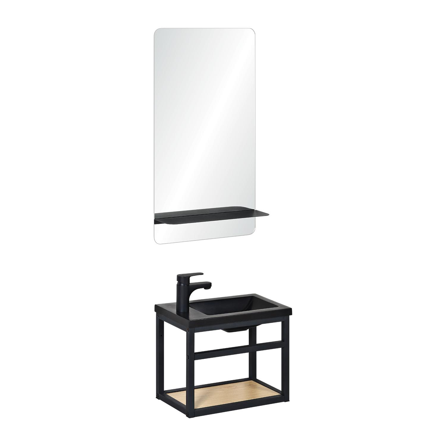 Ensemble lave-mains gain de place avec miroir tablette