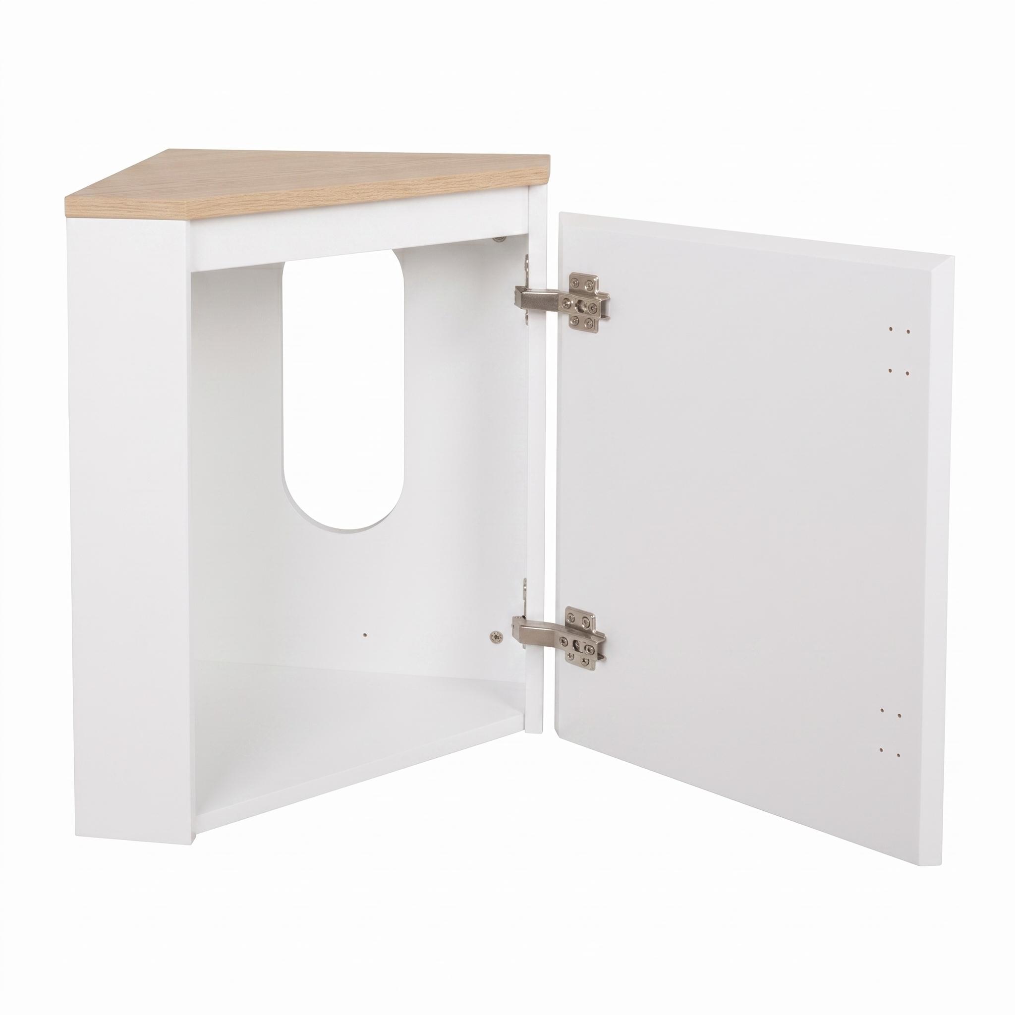 Meuble lave-mains d'angle décor chêne 52x38cm - sans vasque