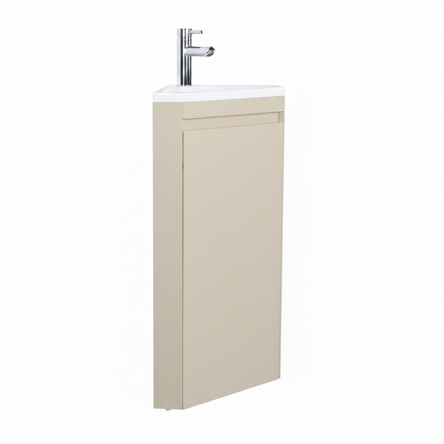 Meuble lave-mains d'angle sur pieds avec vasque en résine