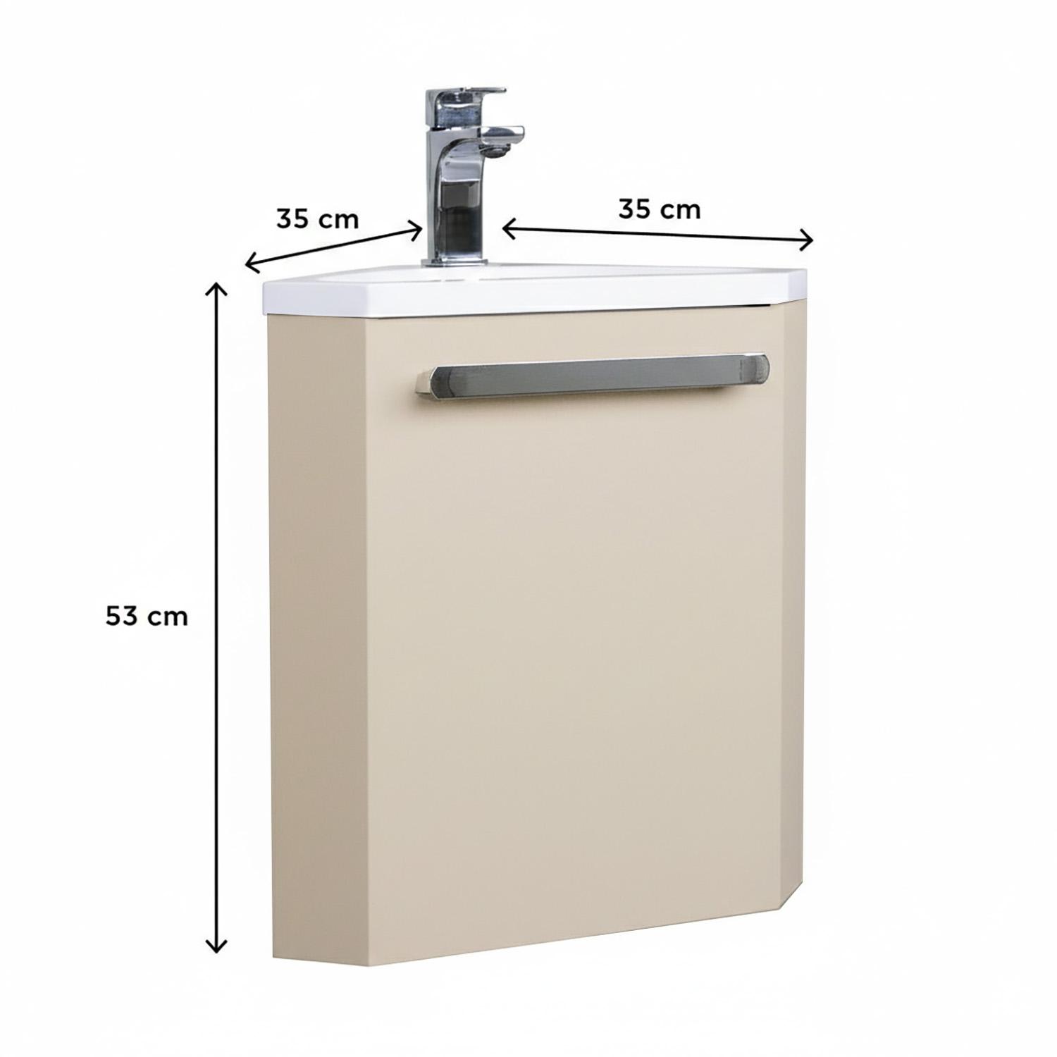 Meuble lave-mains d'angle suspendu avec vasque résine