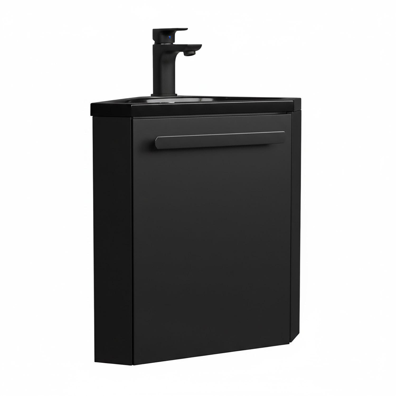 Meuble lave-mains d'angle suspendu avec vasque résine