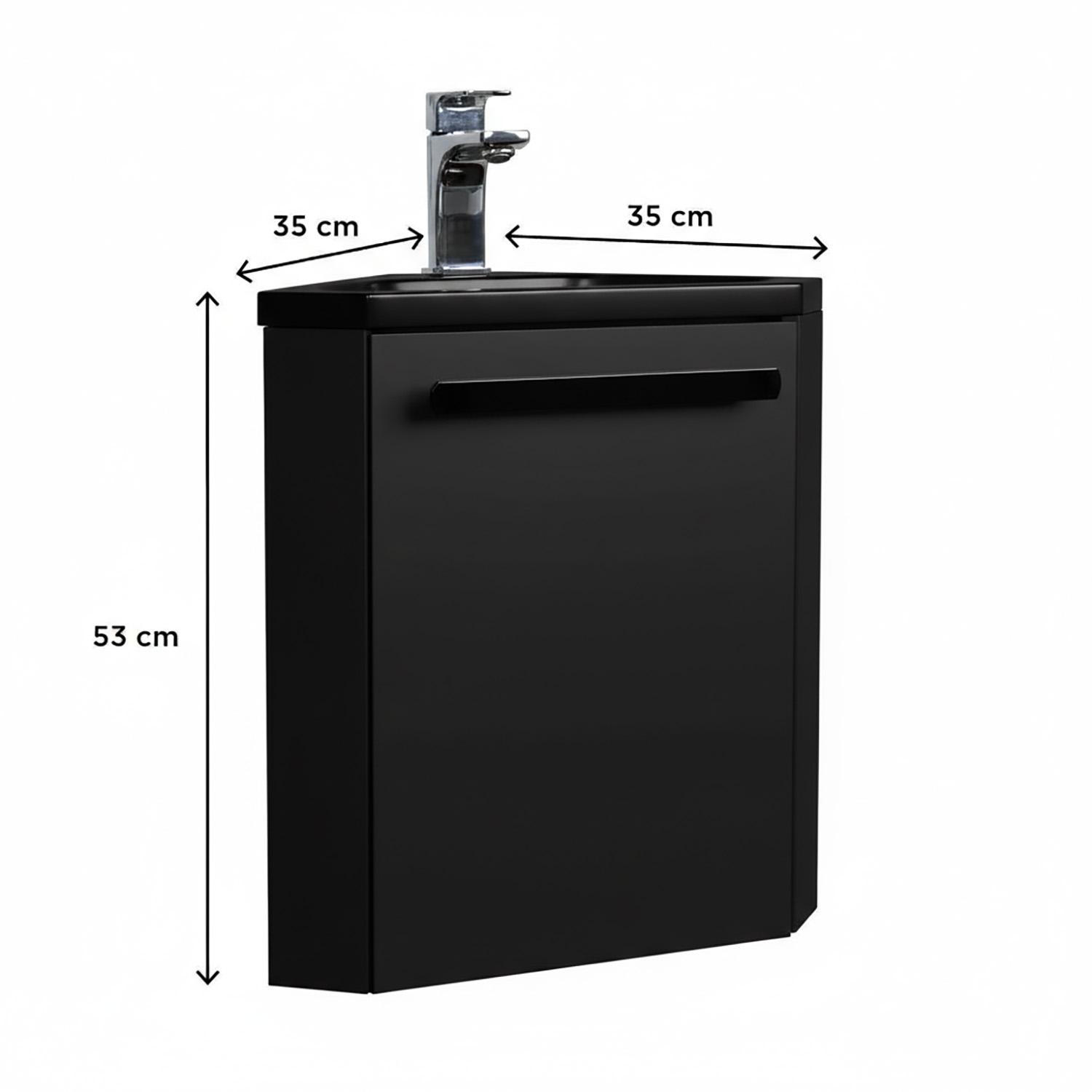 Meuble lave-mains d'angle suspendu avec vasque résine