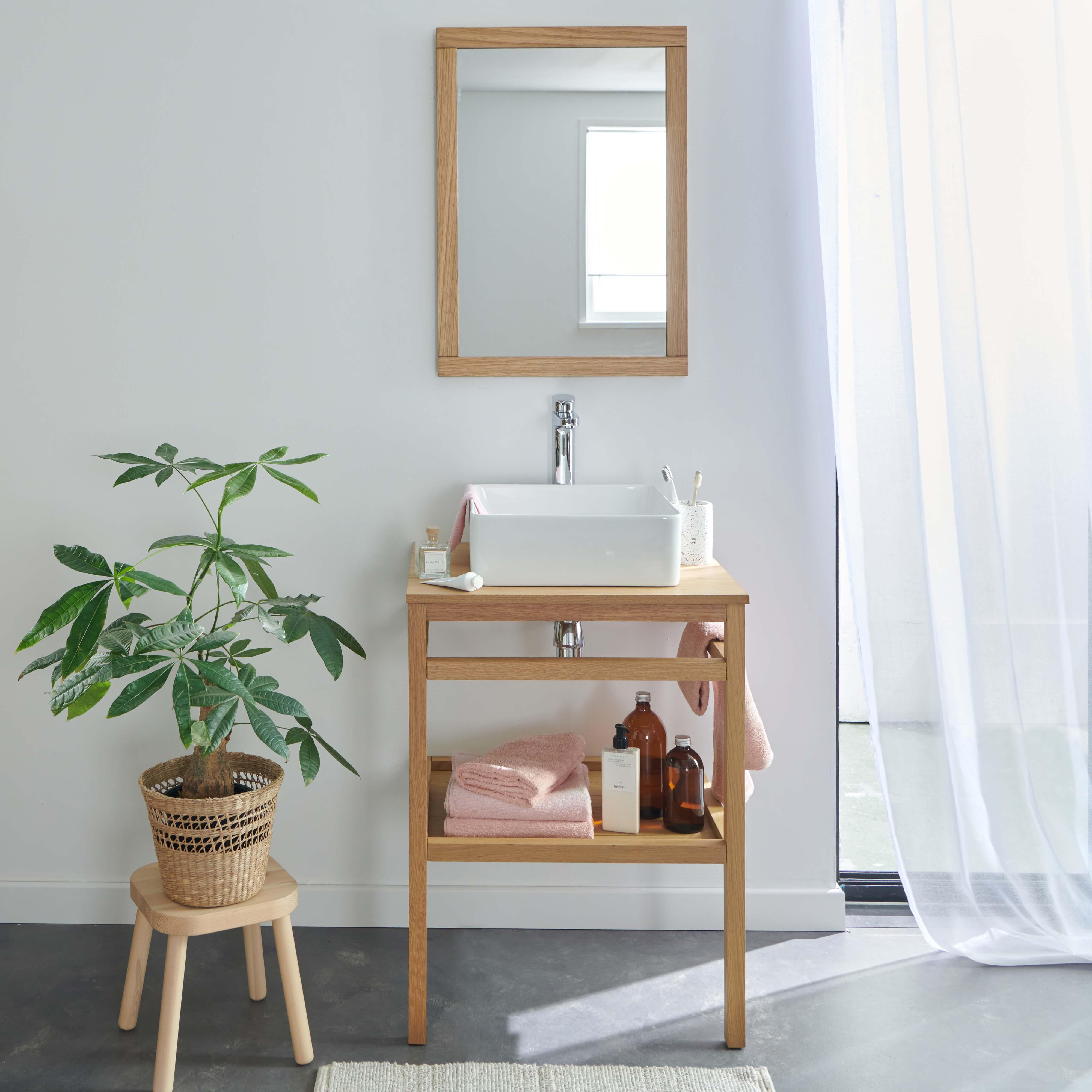 Meuble simple vasque sur pieds en chêne 60 cm - sans vasque