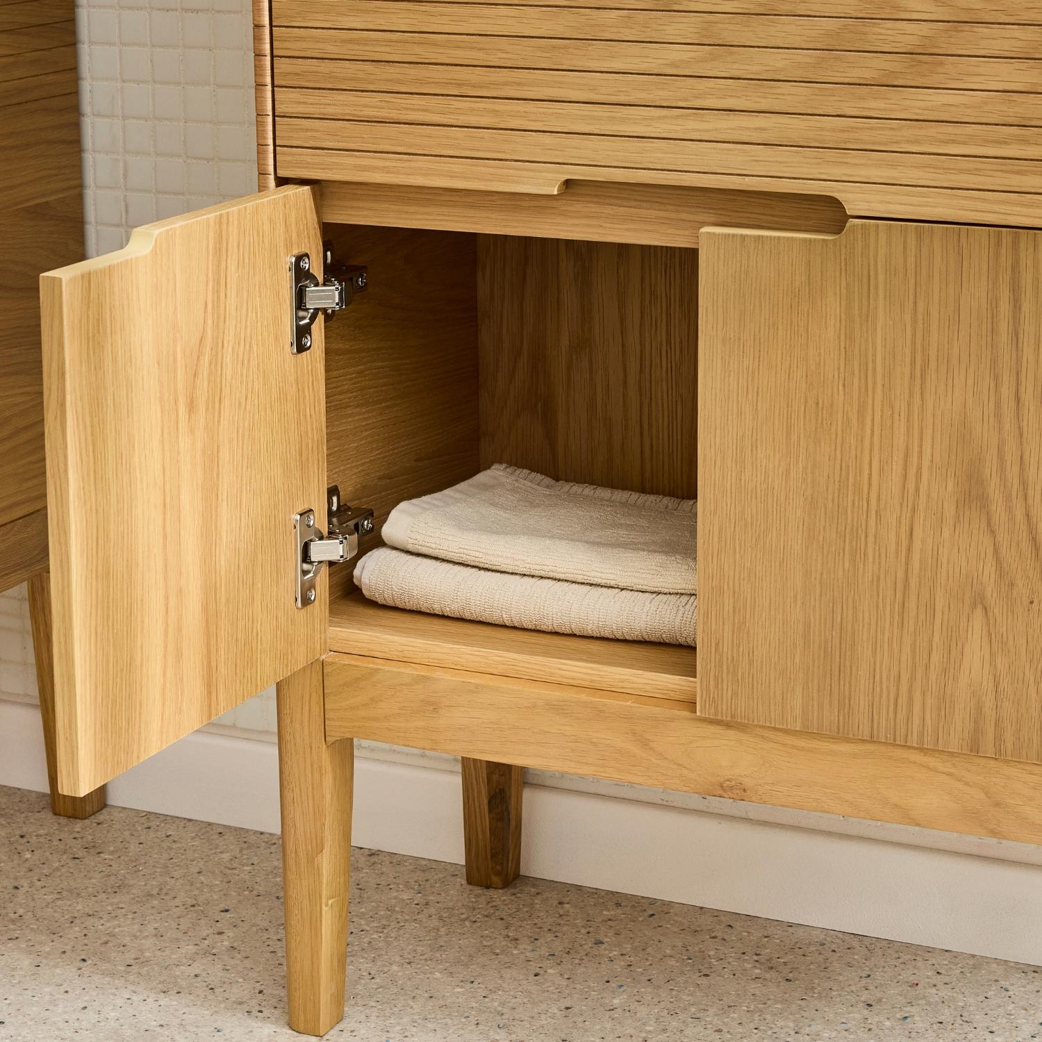Meuble simple vasque 60 cm sur pieds en chêne naturel - sans vasque