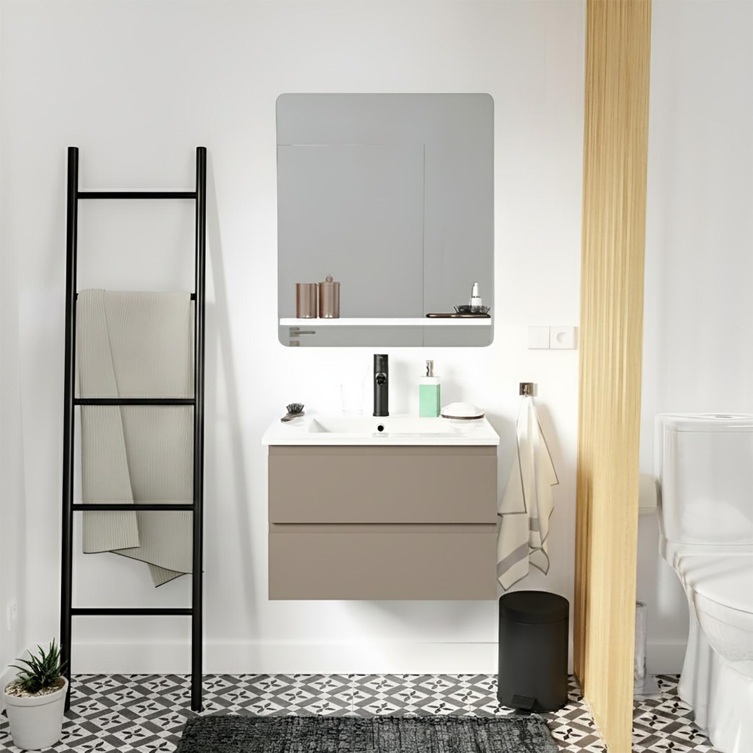 Meuble simple vasque suspendu 60cm - avec plan vasque céramique