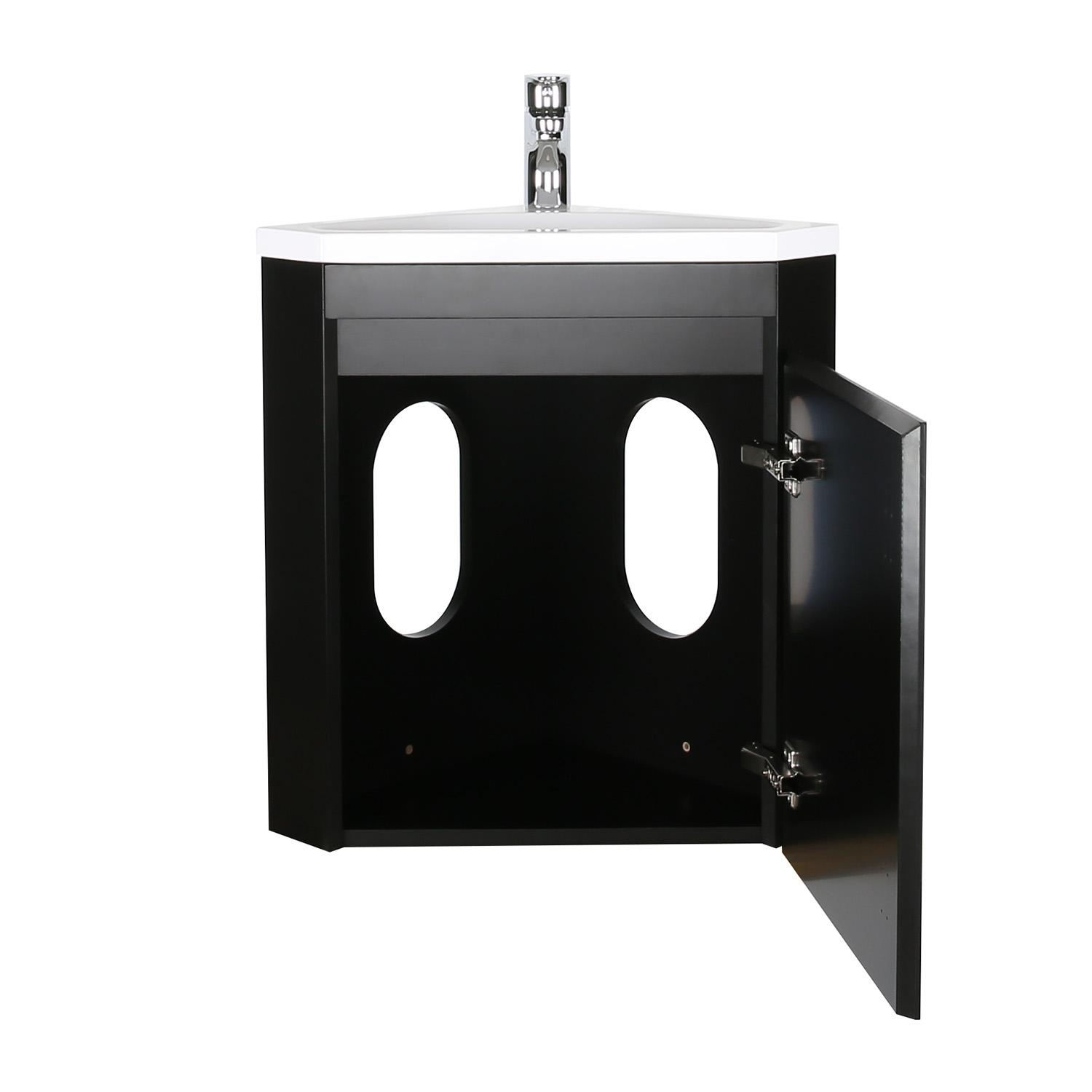 Meuble lave-mains d'angle suspendu avec vasque résine