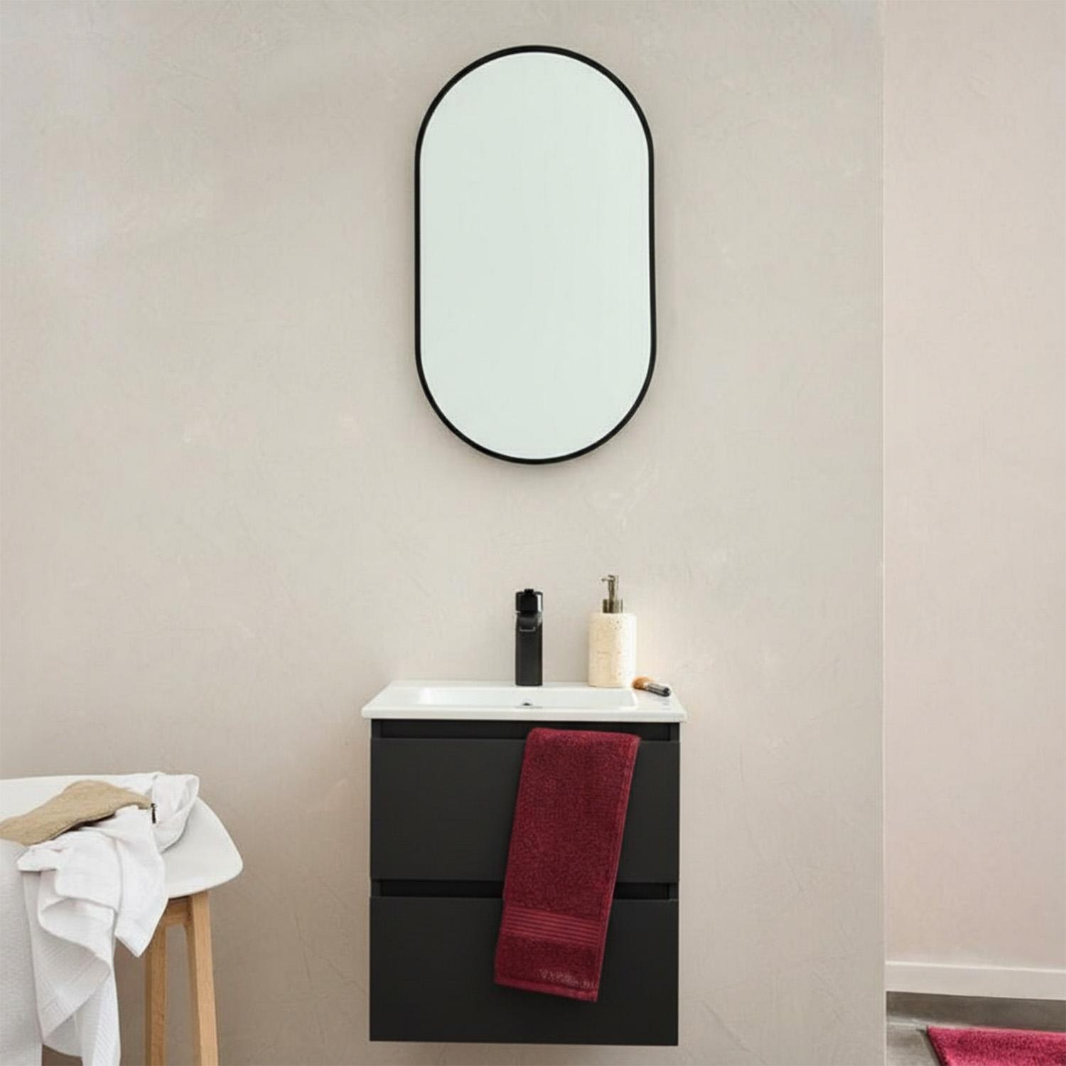 Meuble simple vasque suspendu 45cm - avec plan vasque céramique