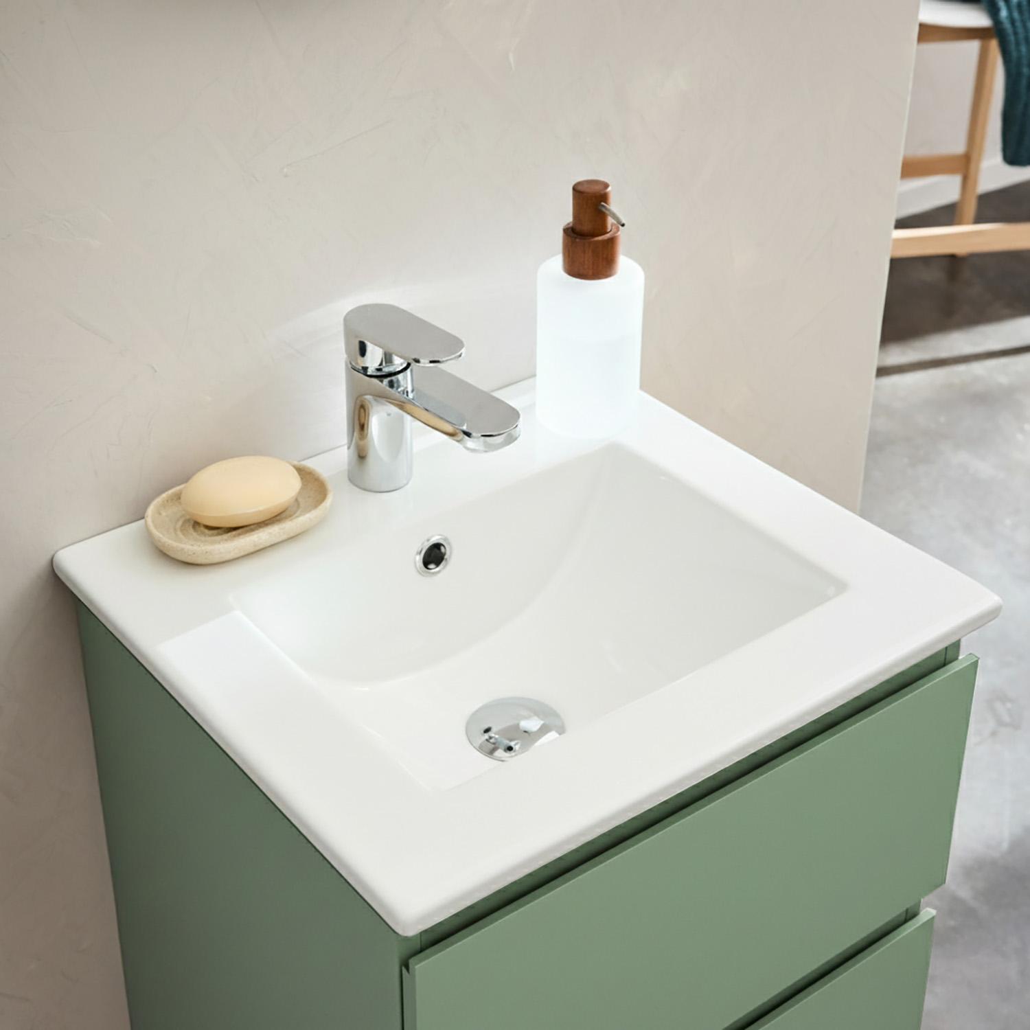 Meuble simple vasque suspendu 45cm - avec plan vasque céramique