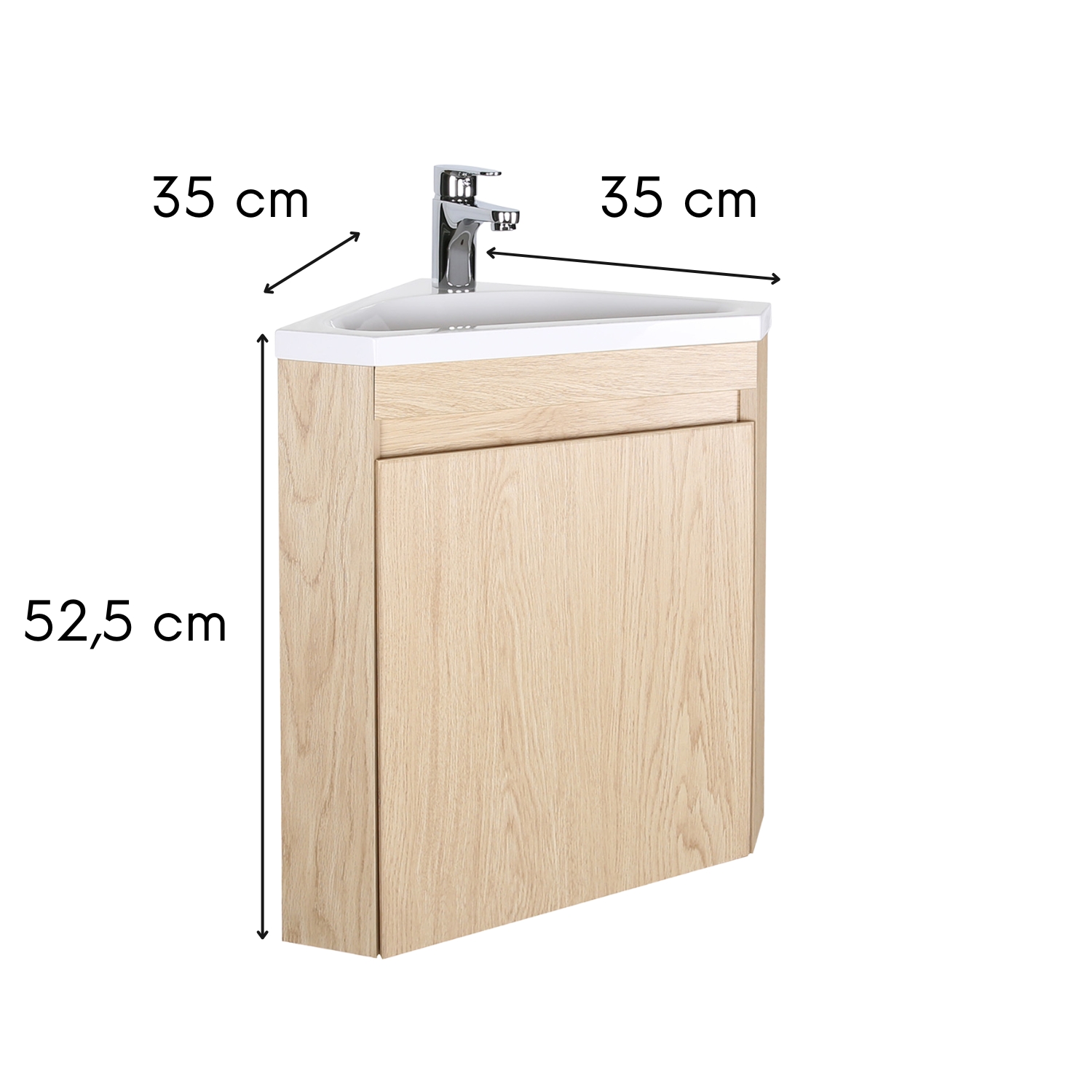 Ensemble lave-mains d'angle suspendu avec vasque résine et robinet chromé
