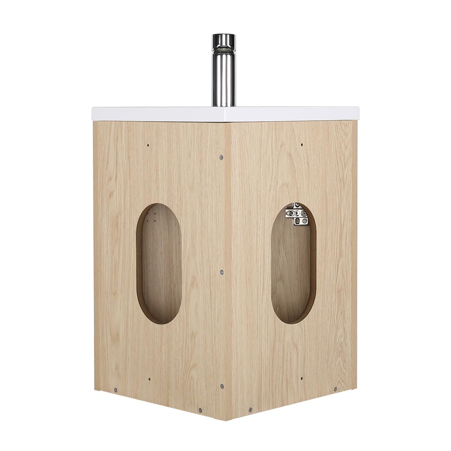 Ensemble lave-mains d'angle suspendu avec vasque résine et robinet chromé