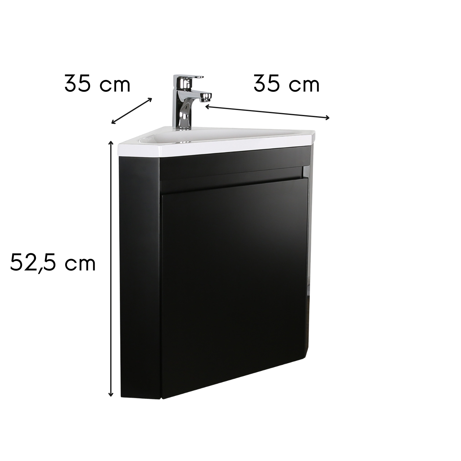 Ensemble lave-mains d'angle suspendu avec vasque résine et robinet chromé