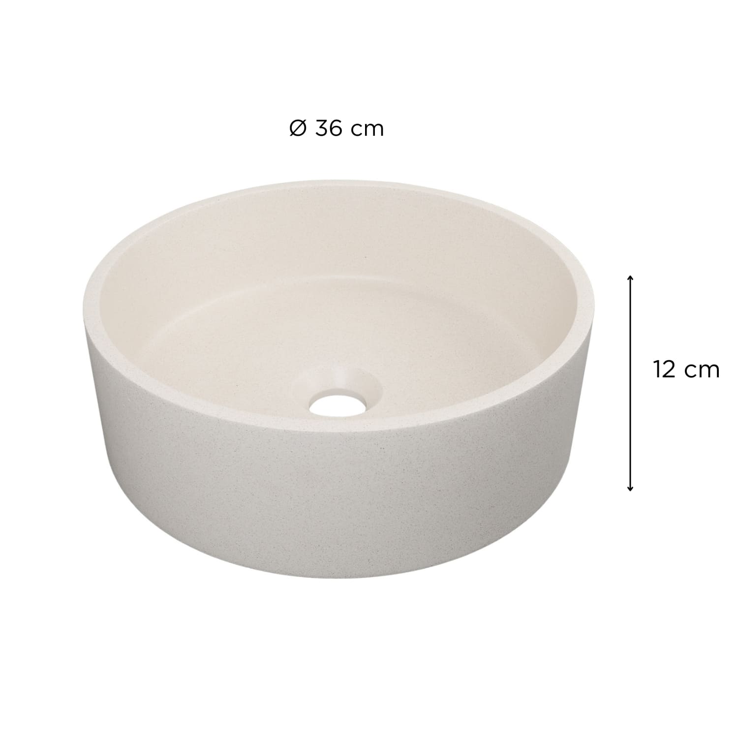 Vasque à poser ronde en béton travertin gris 39cm