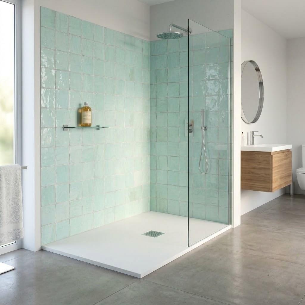 Receveur de douche en résine lisse antidérapant - extra-plat blanc - Bonde incluse
