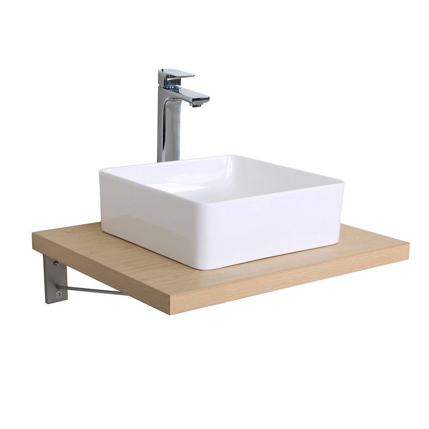Plan de toilette Salle de Bain à suspendre WILL - 60 cm / 120 cm - Ep. 3,8 cm /12 cm - Décor Chêne /