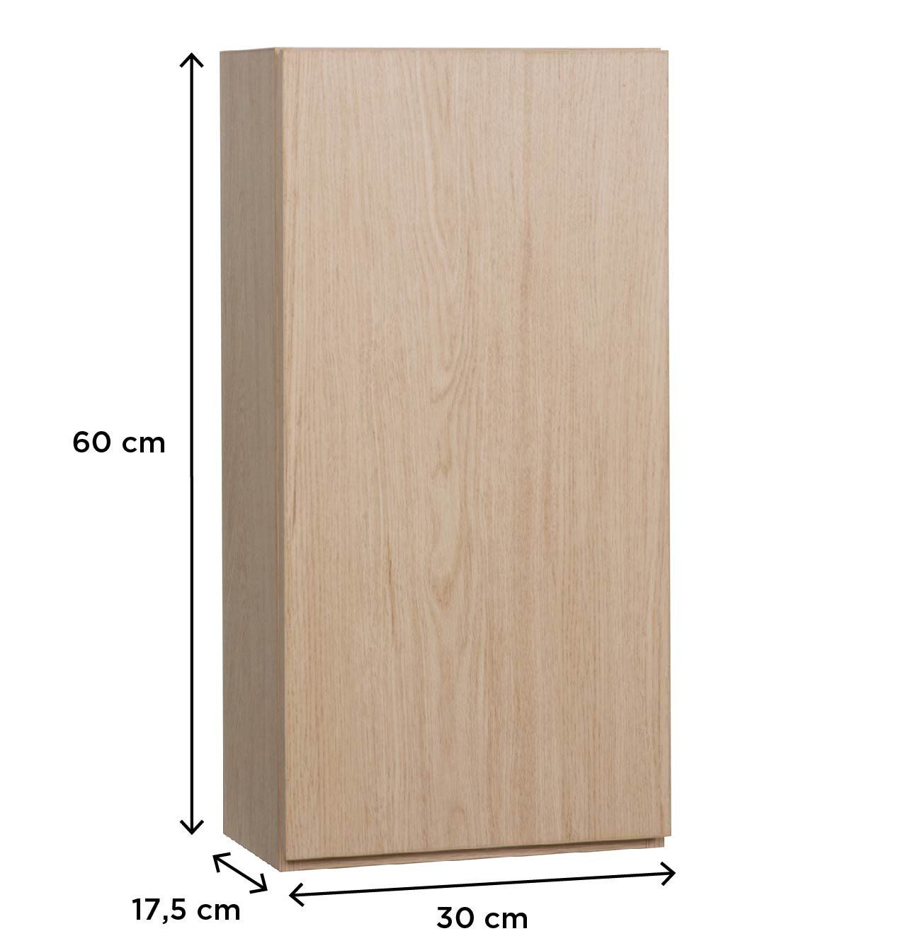 Module de rangement fermé WILL - Meuble haut Salle de Bain 1 porte - Décor Chêne ou Blanc Laqué