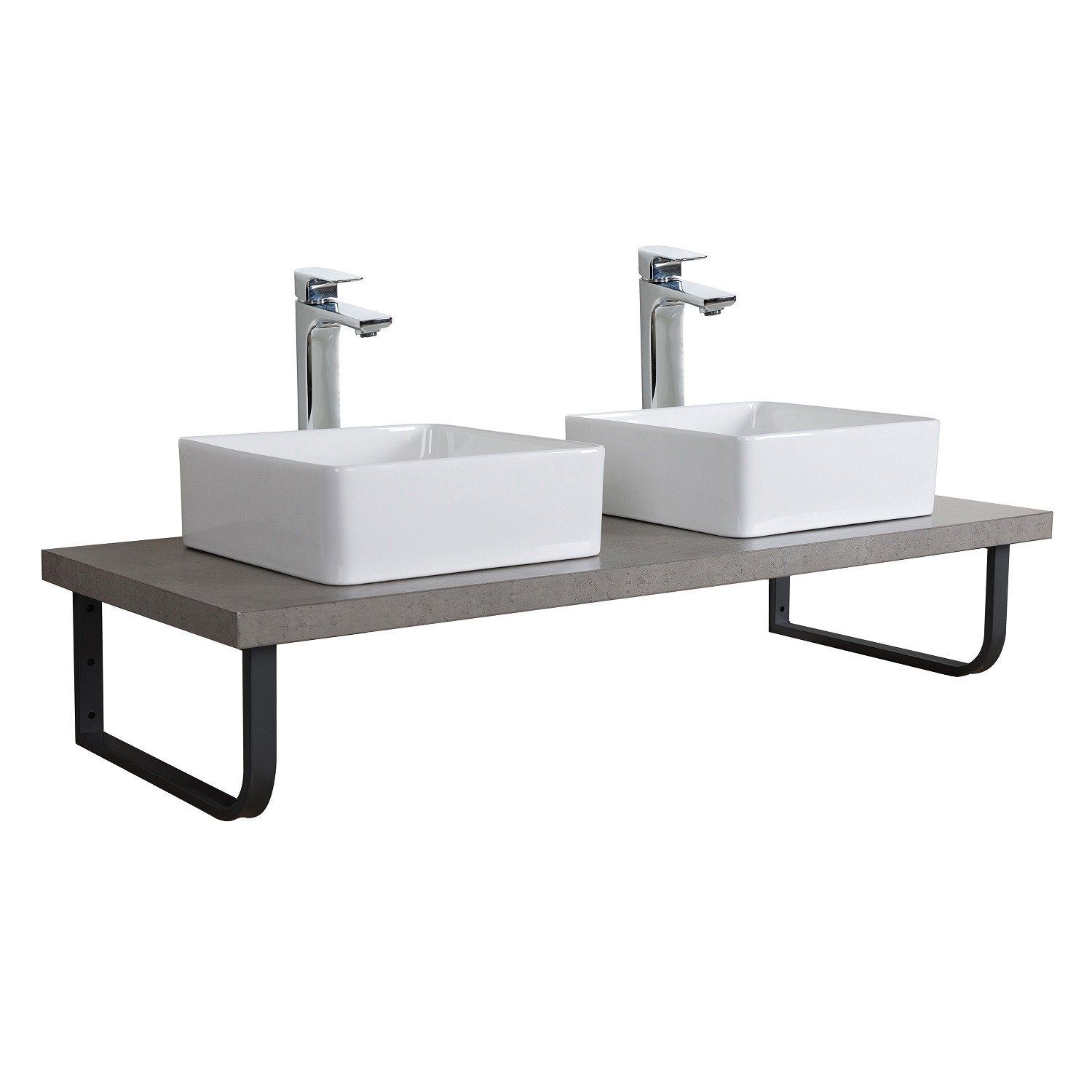 Plan de toilette Salle de Bain à suspendre WILL - 120 cm - Ep. 3,8 cm /12 cm - Décor Chêne /Effet Bé