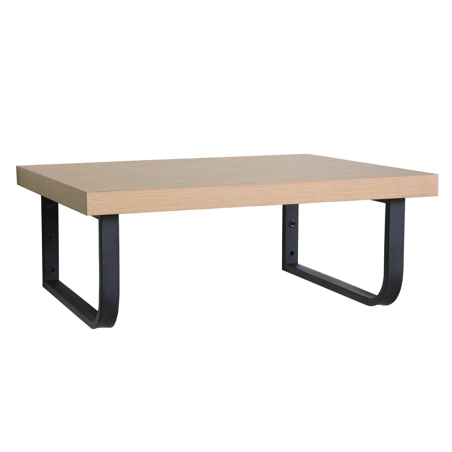 Plan de toilette suspendu pour vasque WILL - 60 cm + Equerres Métal Noir Mat