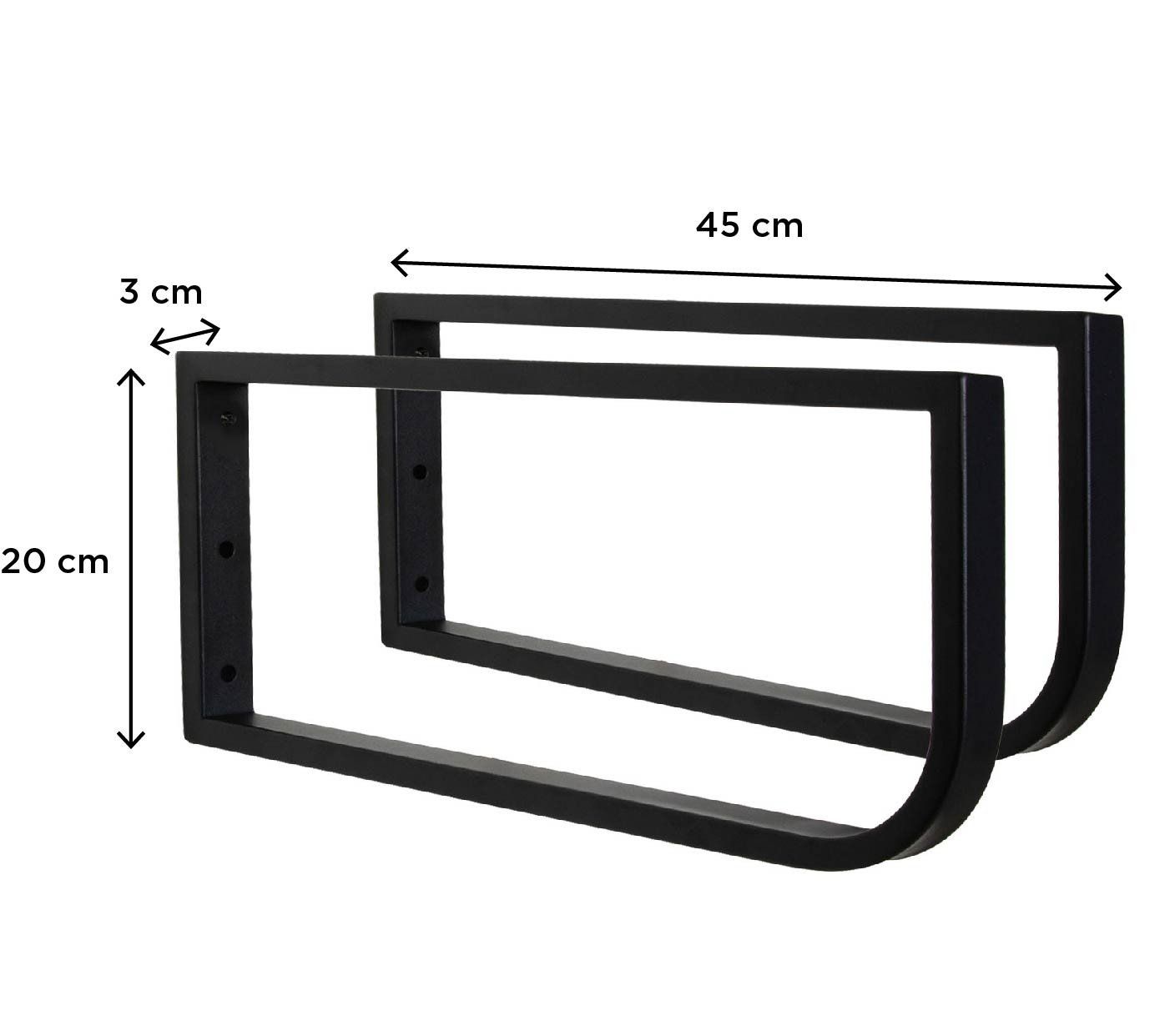 Plan de toilette suspendu pour vasque WILL - 60 cm + Equerres Métal Noir Mat