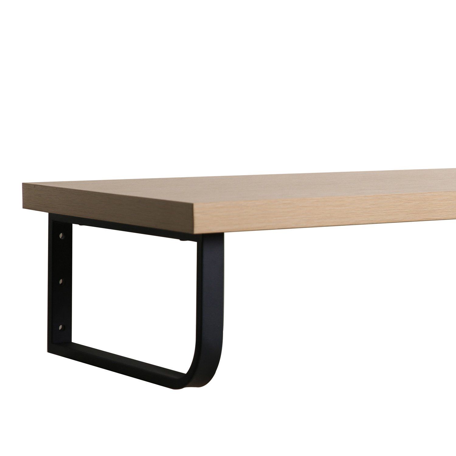 Plan de toilette suspendu pour vasque WILL - 120 cm + Equerres Métal Noir Mat - Décor Chêne / Effet 