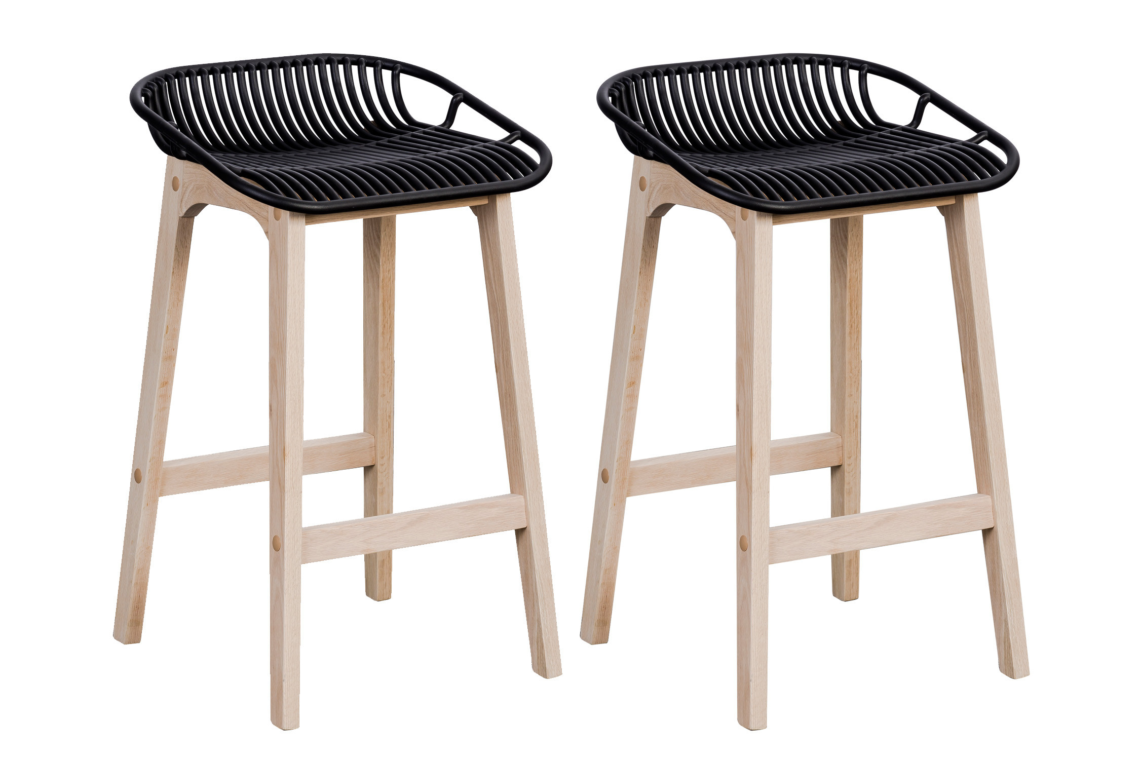 Tabourets de Bar Îlot Central Bois et Noir H65cm MALMO| Lot de 2