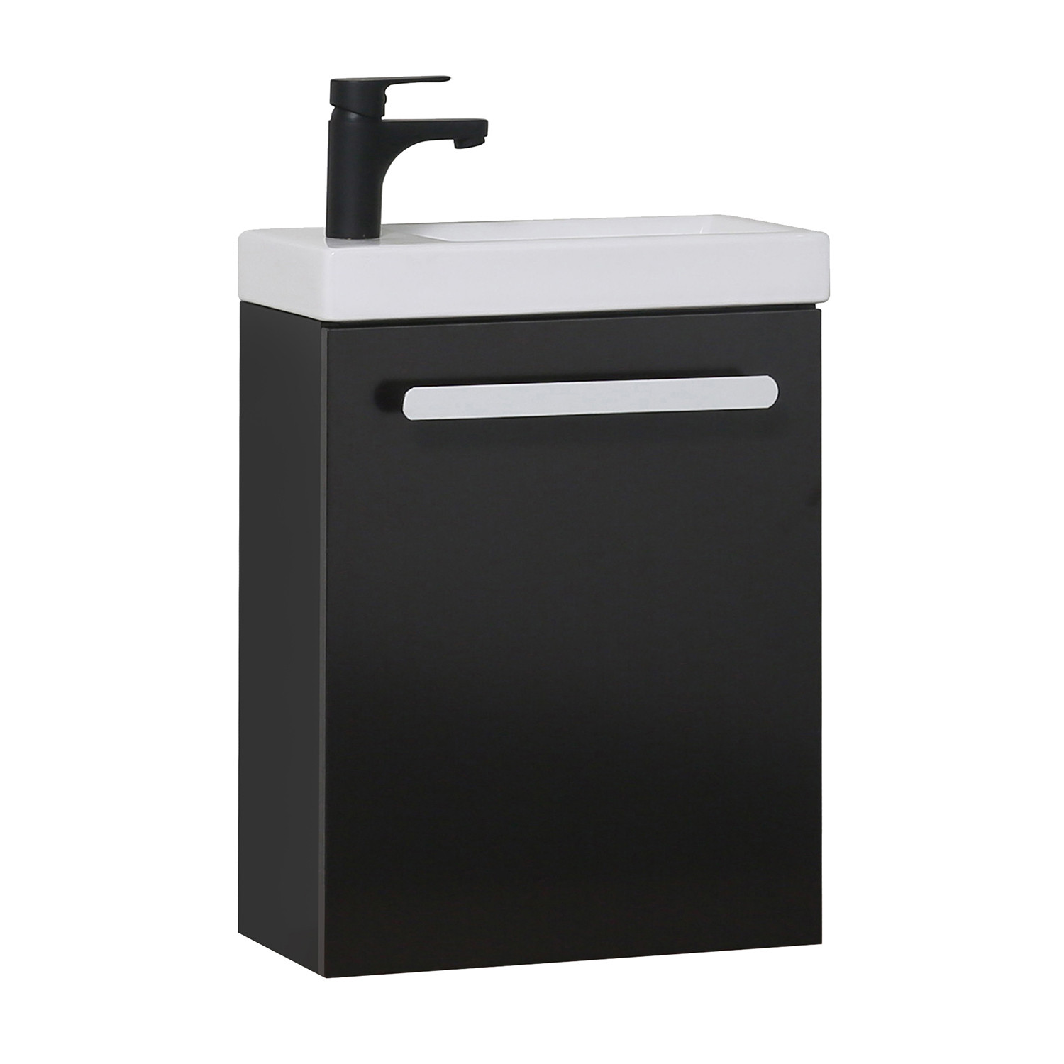 Meuble lave mains noir carbone NEVADA avec robinet noir