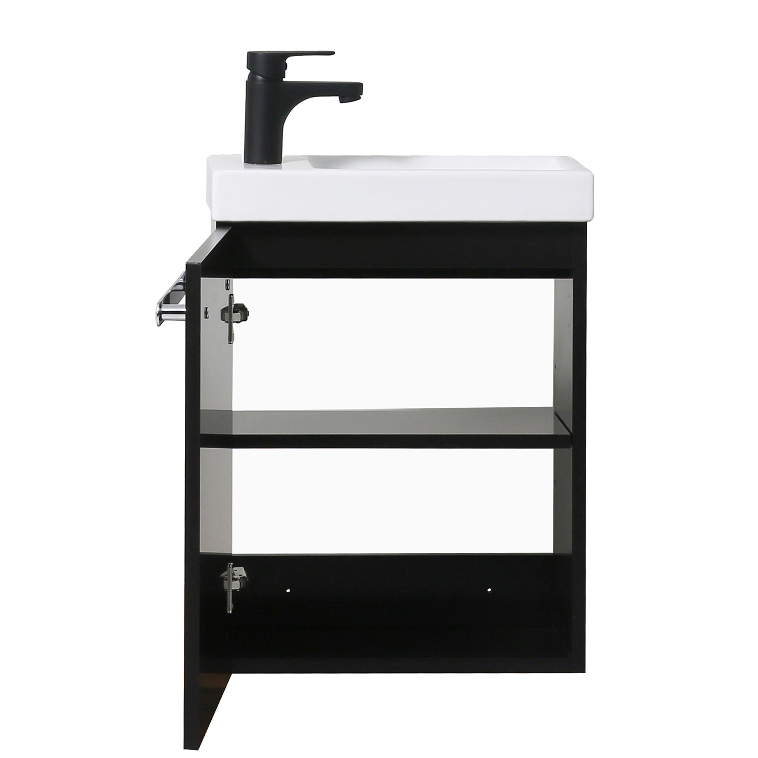 Meuble lave mains noir carbone NEVADA avec robinet noir