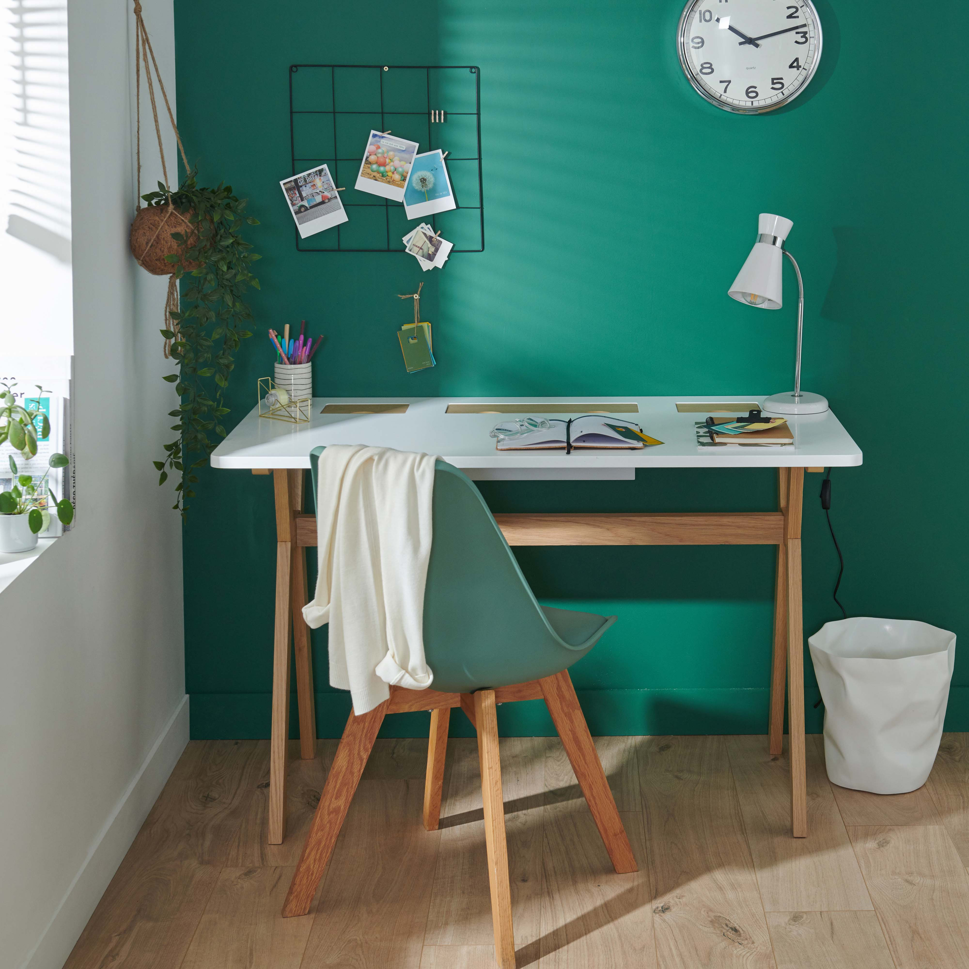 Bureau scandinave Bois/Blanc 120 cm Mobox