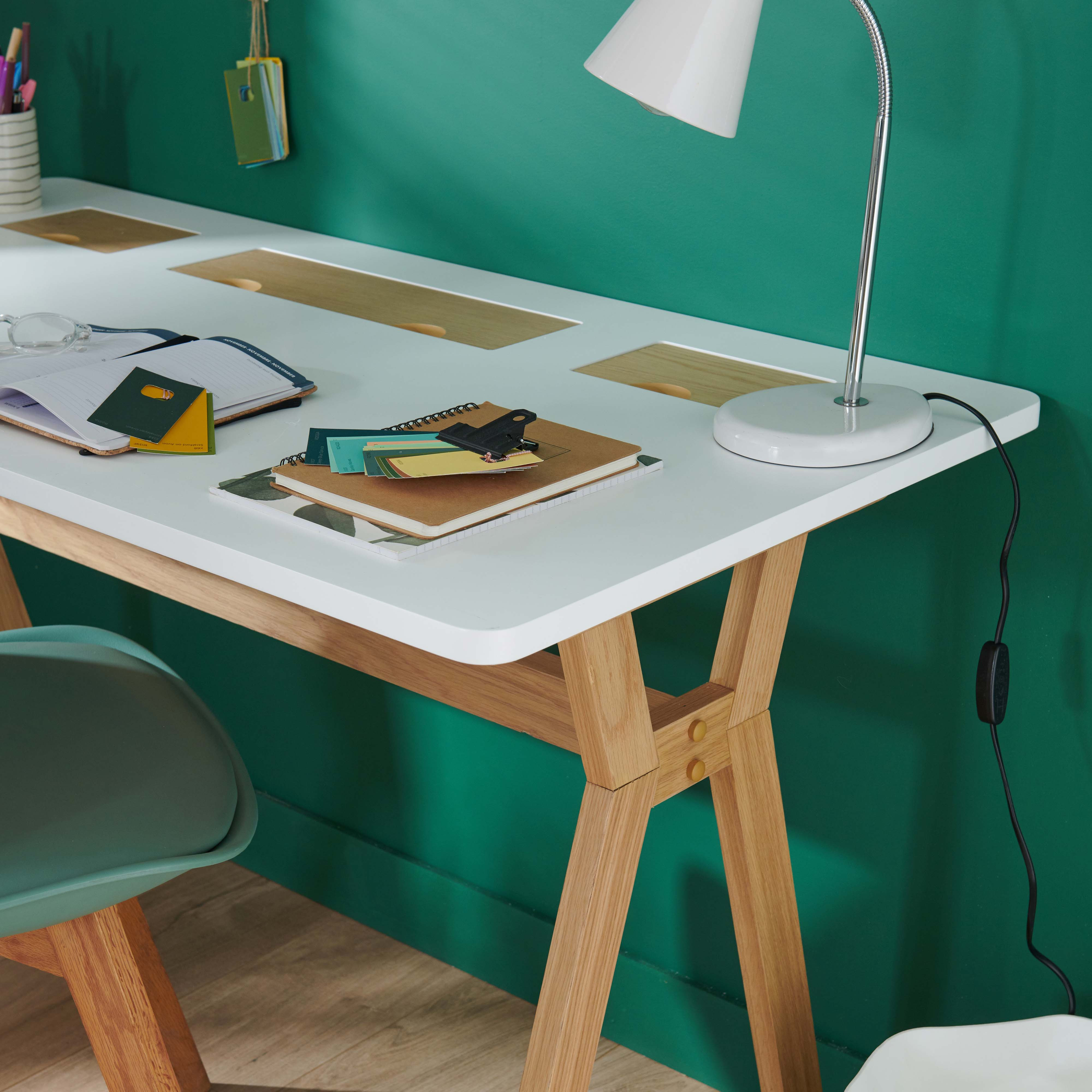 Bureau scandinave Bois/Blanc 120 cm Mobox