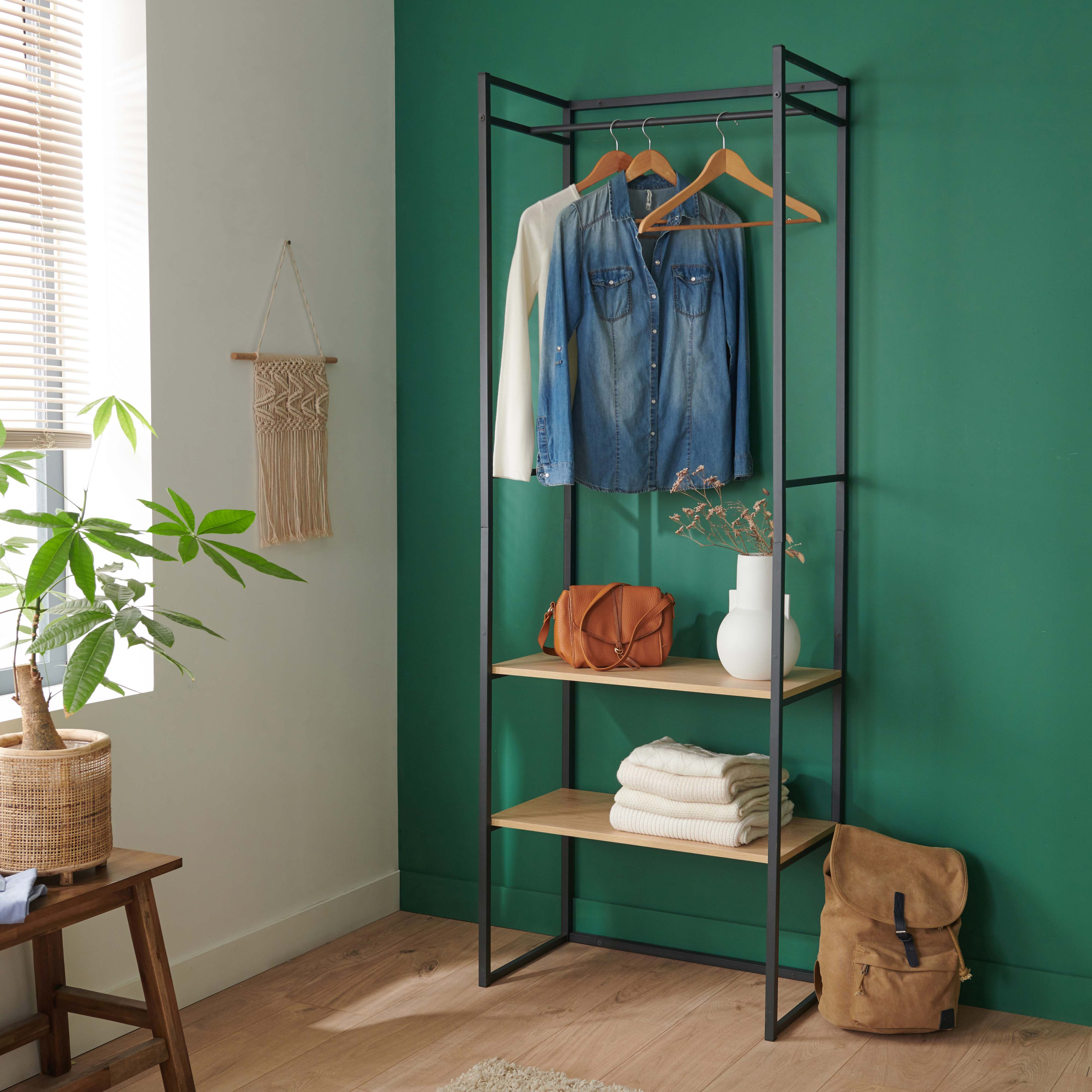 Portant Vêtements en Bois et Métal L70 x H200cm ASHTON