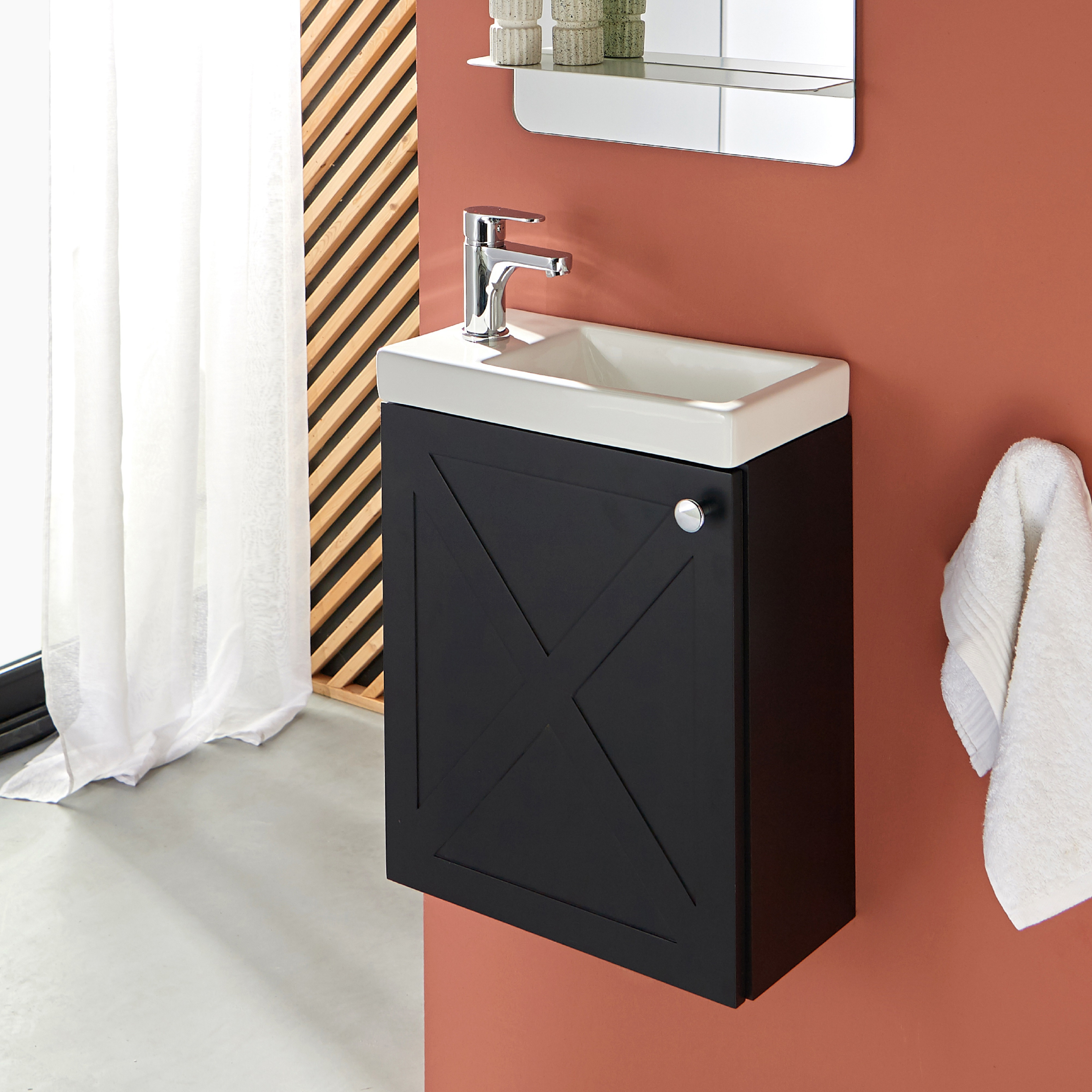 Meuble lave-mains noir carbone AVA